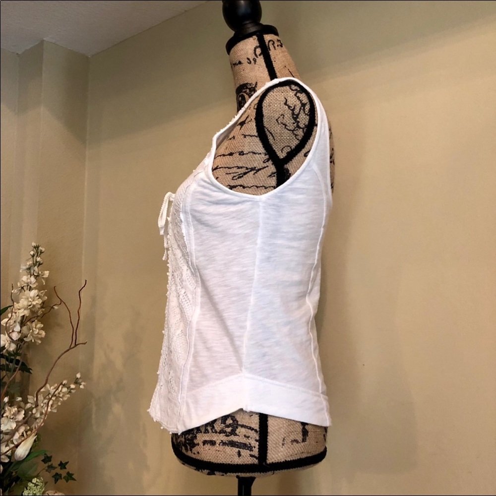 ~Free People~ white lace up and tie string top - Picture 3 of 4